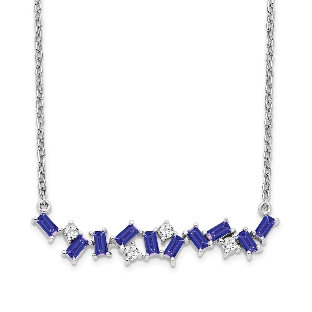 Kazi Luxury 14k White Gold Tanzanite and Diamond 18 in. Bar Necklace